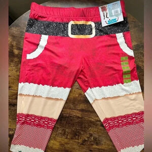Rockin’ Around womens Christmas Mrs. Claus leggings. Size: L